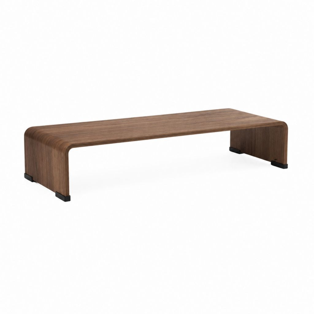 Meuble TV bas marron noyer en MDF forme U 140 x 40 x 35 cm