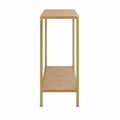 Console d'entrée rectangulaire chêne clair et doré en panneaux MDF et acier 40 x 30 x 80 cm