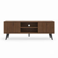 Meuble TV 2 portes noyer en panneaux MDF plaqués 180 x 40 x 65 cm