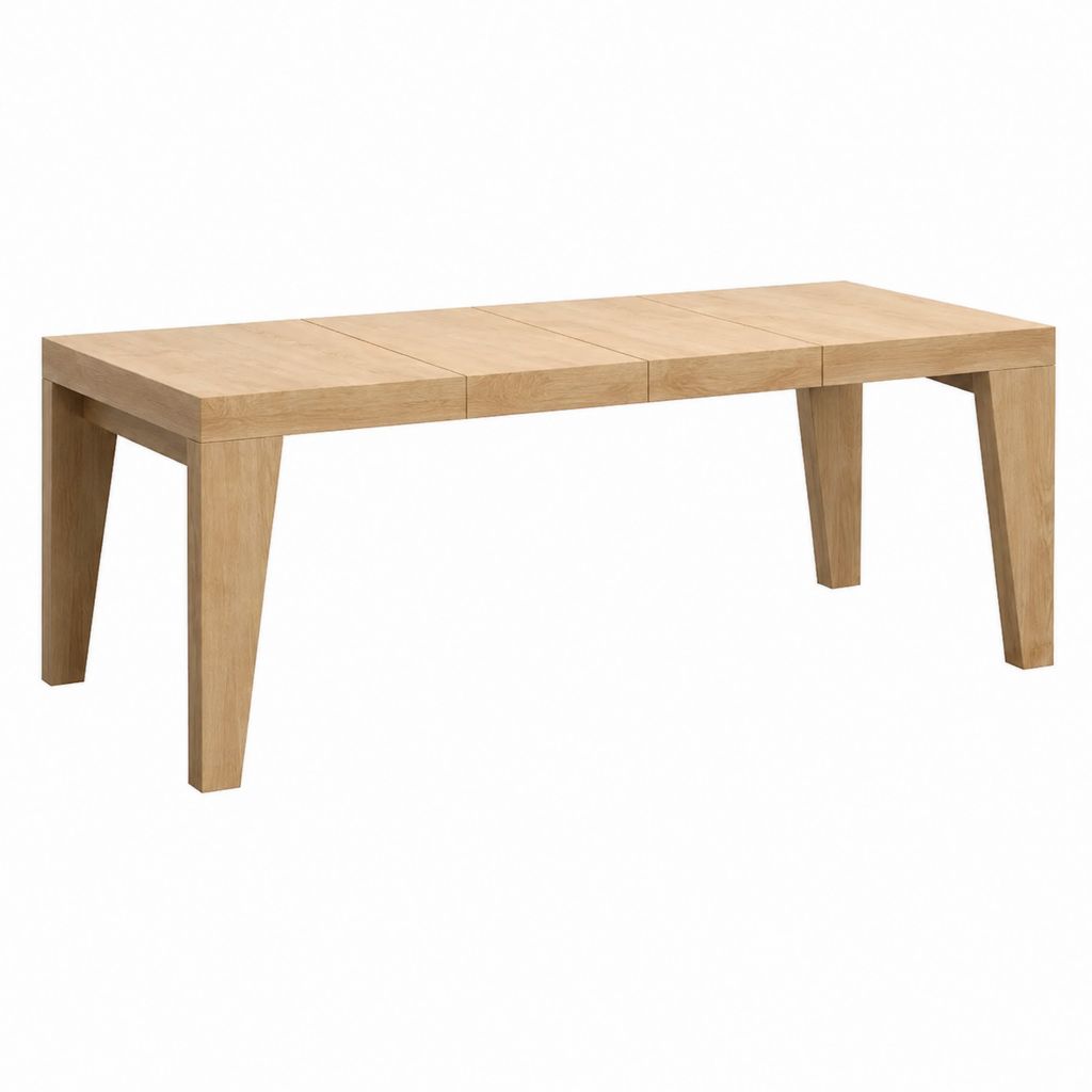 Table à manger extensible chêne clair rectangulaire en chêne massif 160-200 x 90 x 75 cm