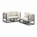 Ensemble canapé de jardin d'angle 2 pièces noir et beige en acier et polyester 215 x 145 x 70 cm
