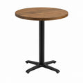 Table à manger ronde marron en bois massif et acier noir Ø 80 cm x H 75 cm