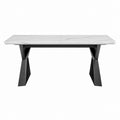 Table à manger rectangulaire blanc et noir plateau en céramique pieds en acier 180 x 90 x 76 cm