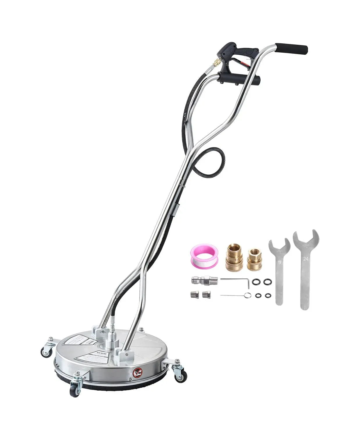 VEVOR Nettoyeur haute pression, acier inoxydable, 275 bar max, accessoire nettoyeur sol en acier inox sur roues, 0,95 cm