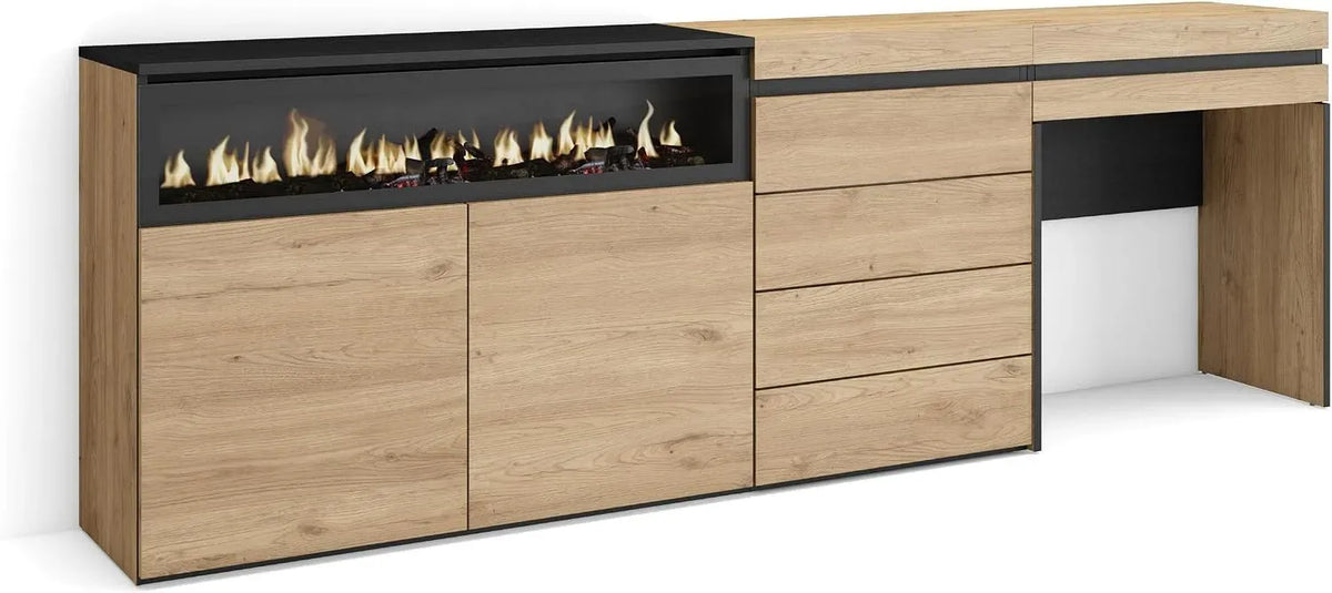 Cheminée électrique, Skraut Home, 227x75x35 cm, Buffet, Bahut