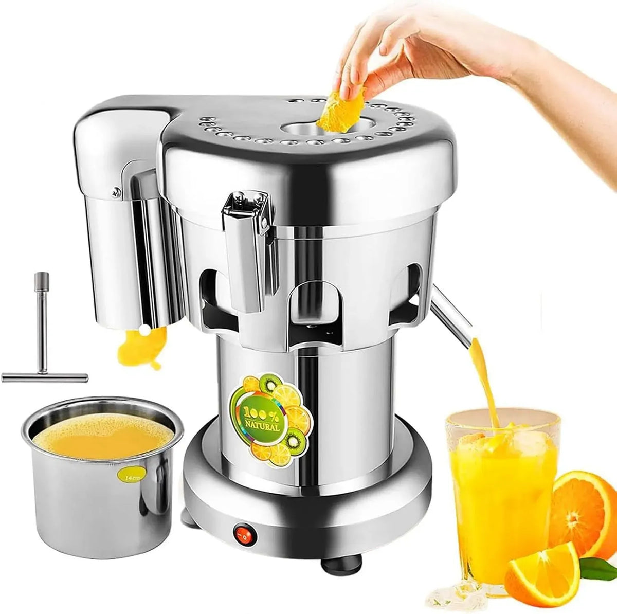 Extracteur de jus, 53 x 52 x 95 cm, 120 W, 370 W, professionnel, acier inoxydable, 20 Oranges/Minute, Presse-Orange en Acier Inoxydable