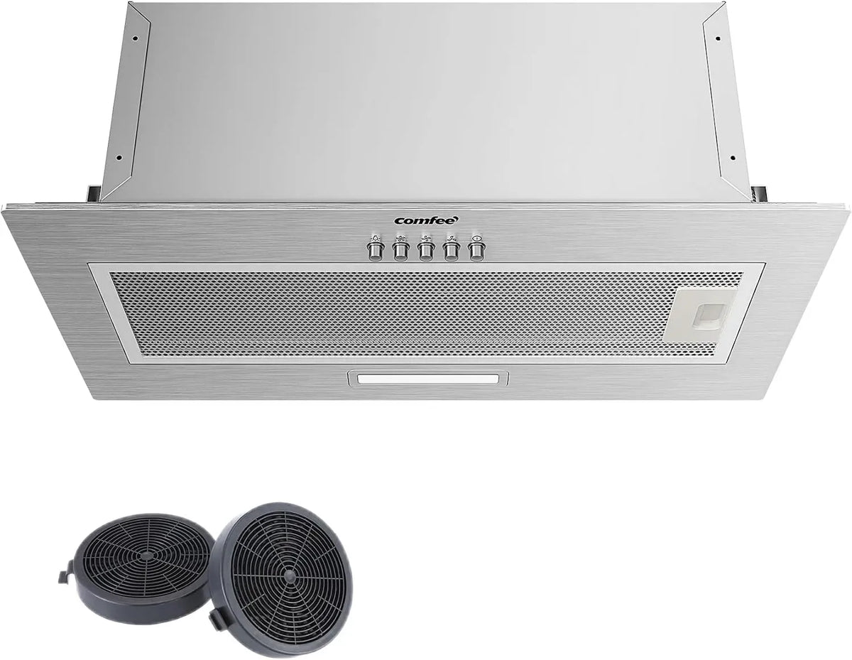 Hotte aspirante, 52 cm, 400 m³/h, hotte de cuisine, COMFEE' BIHT17SS-52, évacuation et recyclage, 3 vitesses, encastrable, extérieur, LED