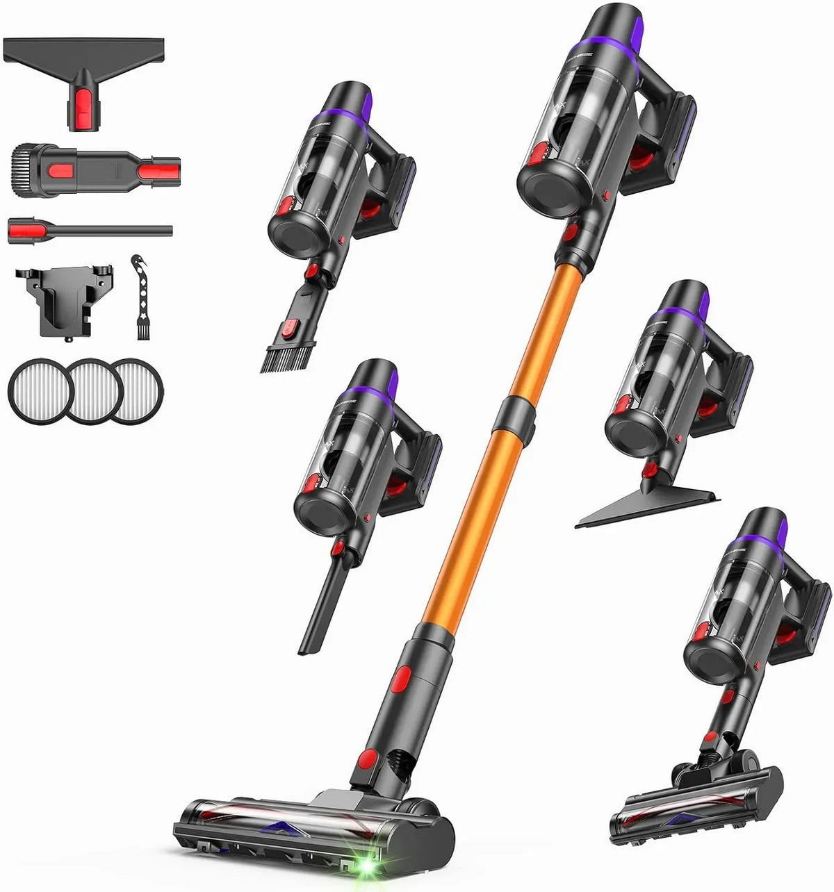 Aspirateur H13, 500 W, 60 Min Autonomie, LED Verte, Filtration HEPA