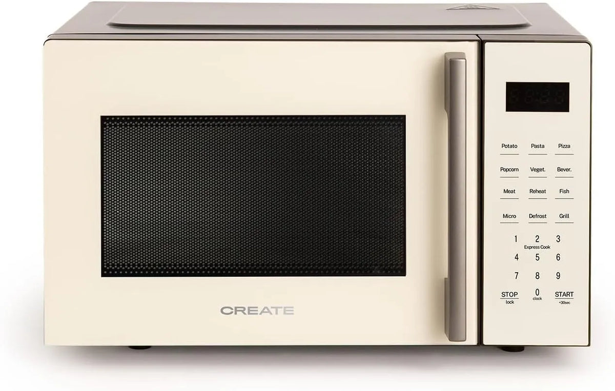 Micro-ondes, 23 L, 1000 W, 8 programmes, gril, blanc, 10 niveaux de puissance, écran LED, plateau Ø28, 5 mm, Capacité 23L, 1000W, CREATE/MICROWAVE