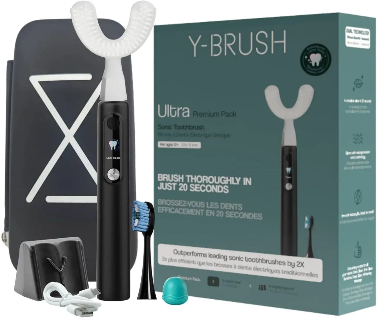 Brosse, brosse à dents rechargeable, 6 modes, Brosse à Dents Électrique Premium Y-Brush Ultra Premium