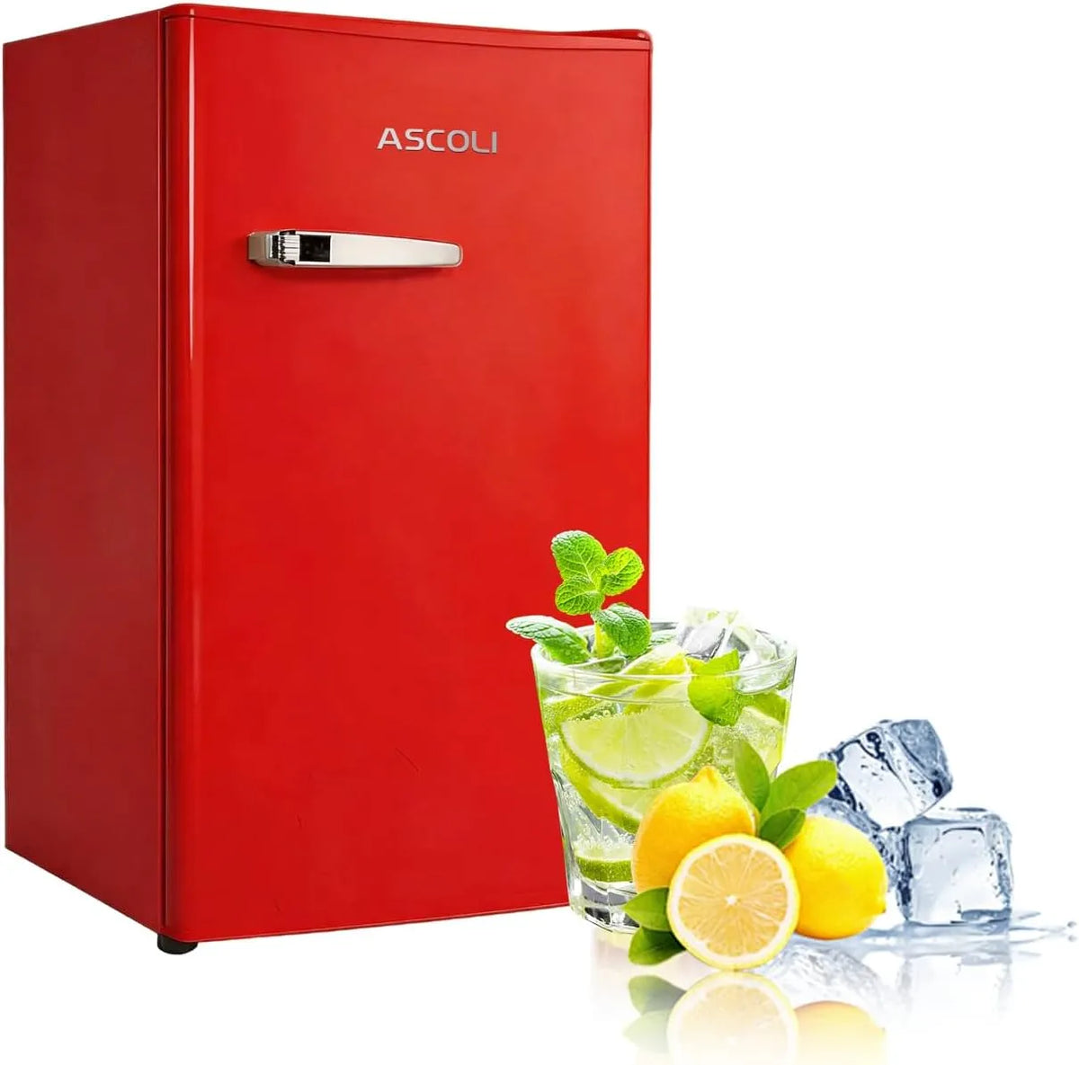 Réfrigérateur, 85 L, éclairage LED, silencieux, Poignée Métallique, Commande Mécanique, Refroidissement Direct, Étagères Réglables