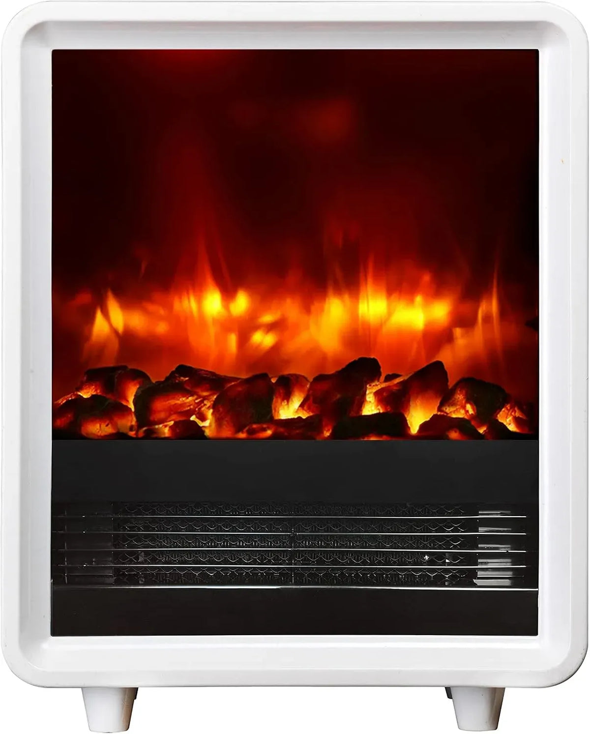 Radiateur électrique, 2000 W, BALDERIA, minuteur, éclairage LED, thermostat, effet 3D, blanc, Foyer sur Pieds avec Effet de Flammes 3D