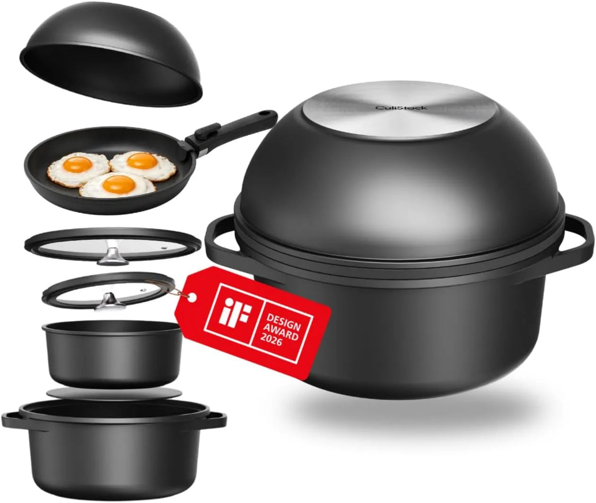 Ustensile de cuisson, revêtement antiadhésif, amovible, Essential 8 Pièces Batterie de cuisine