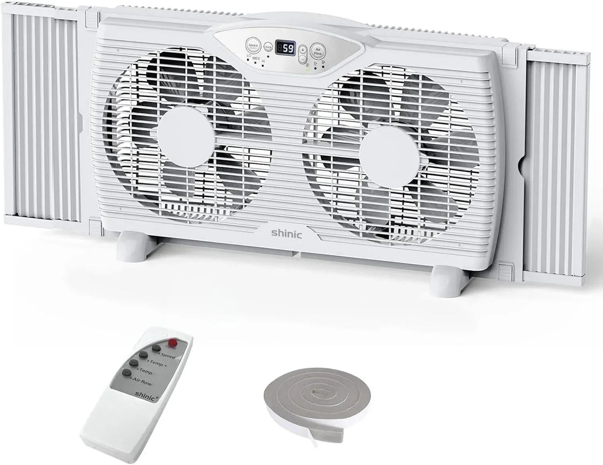 Ventilateur, 37 pouces, 3 programmes, thermostat, 3 vitesses, contrôle par thermostat, largeur extensible de 23,8 à 37 pouces, 3 fonctions