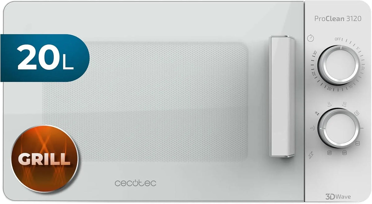 Cecotec 3DWave Ready2Clean Micro-ondes, 20 L, 700/800 W, gril, four micro-ondes, 30 Minutes, 6 Niveaux, Revêtement Ready2Clean