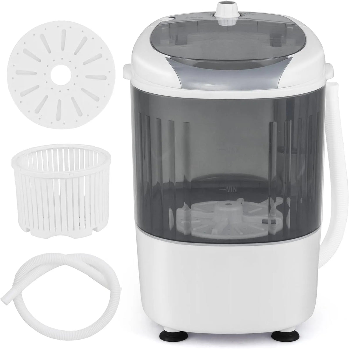 Lave-linge, gris, petite machine à laver pour appartements Drom RV, mini machine à laver semi-automatique avec tuyau de vidange et baignoire rotative