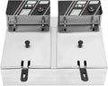 double réservoir, paniers et thermostat de sécurité, pour Double friteuse électrique professionnelle en acier inoxydable avec couvercle, 2 x 6 l, 2 x