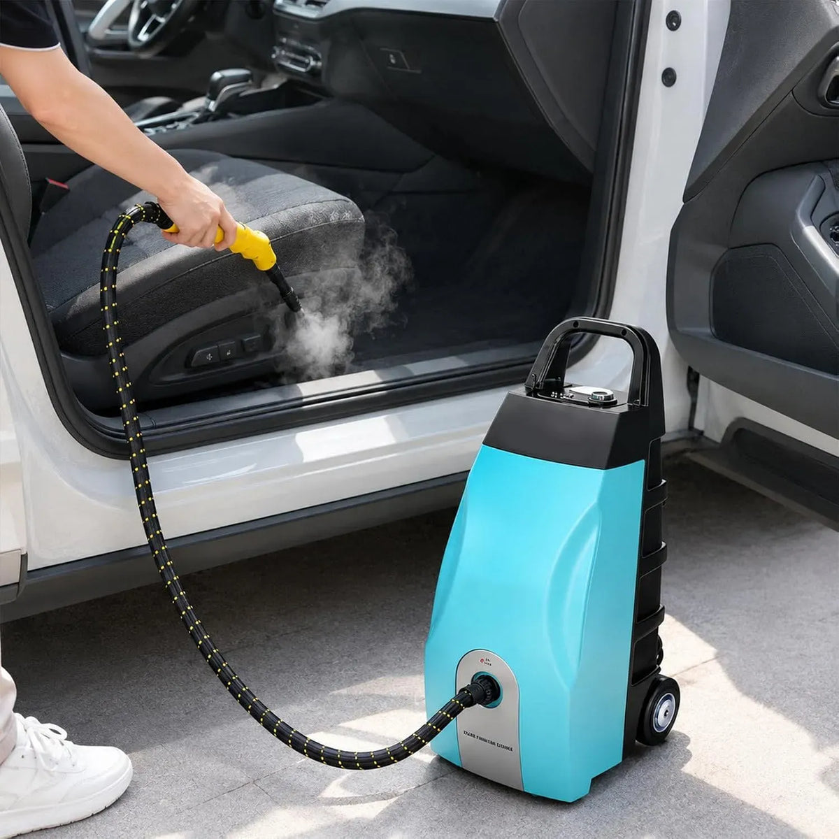 Nettoyeur vapeur, 3,5 L, 3000 W, grand réservoir, professionnel, usage sur sols, cuisine, voiture, vitres et canapé, bleu, 2,5 M