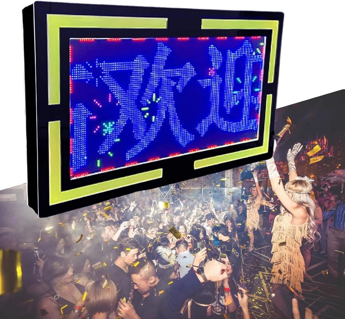 Produit Fond De Texte Dynamique Personnalisé, Tableau D'Affichage De Texte Coloré 63 × 38 Cm Avec Application ConnectéE, Pour Les FêTes D'Anniversaire