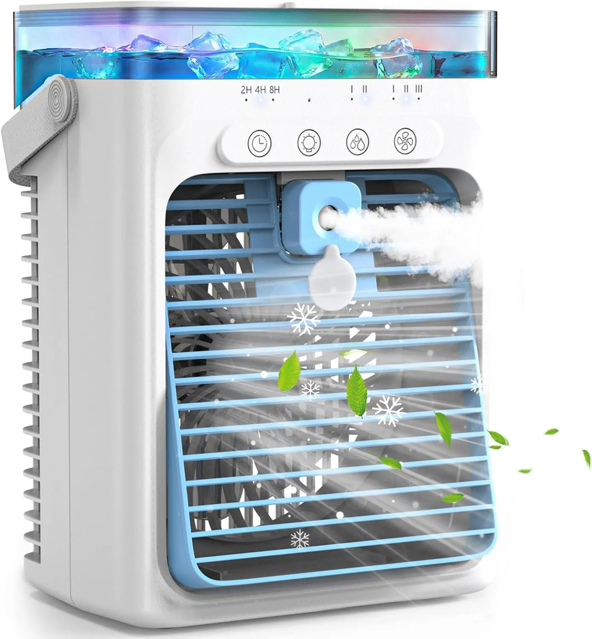 Climatiseur 1000ML 2, 8H, portable, minuteur, 3 vitesses, grand réservoir, USB, silencieux, 2 Modes Brumisation, Climatiseur Mobile 4 en 1