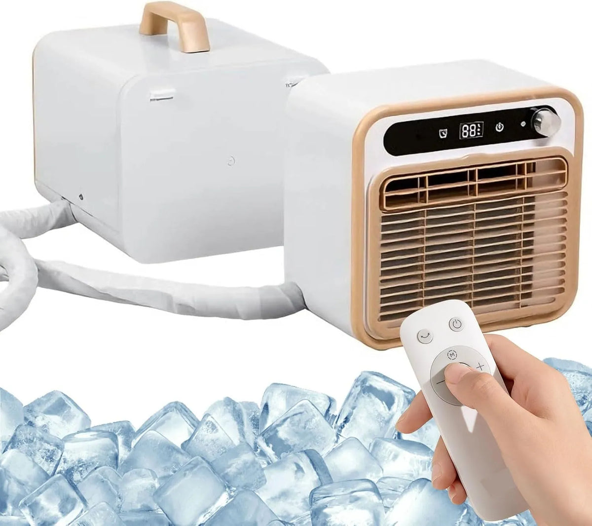 Climatiseur, 130 m3/h, portable, minuteur, avec tuyau de raccordement flexible et minuterie de 12 heures pour la planification, 1m, l'arrêt
