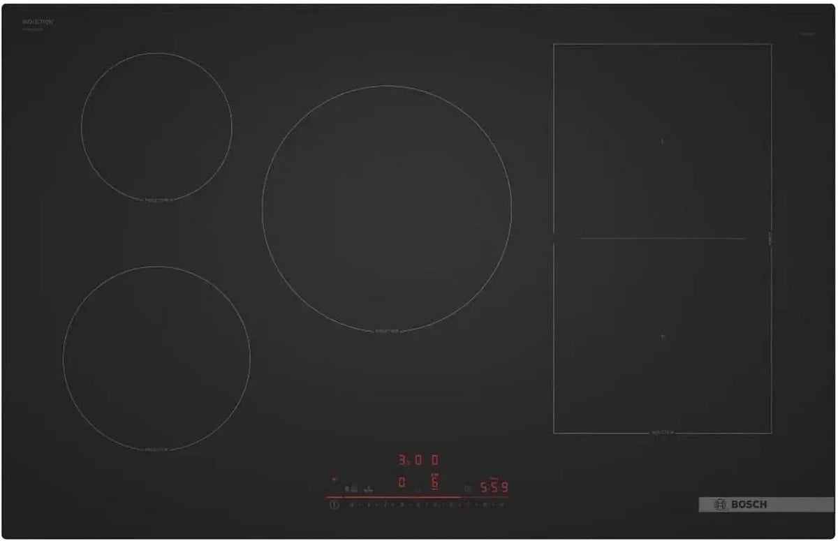 Bosch PVW81CHB1E Plaque à induction, 80 cm, table de cuisson à induction, Boost, surface mate pour 5 fois moins de rayures, Power Boost, activation