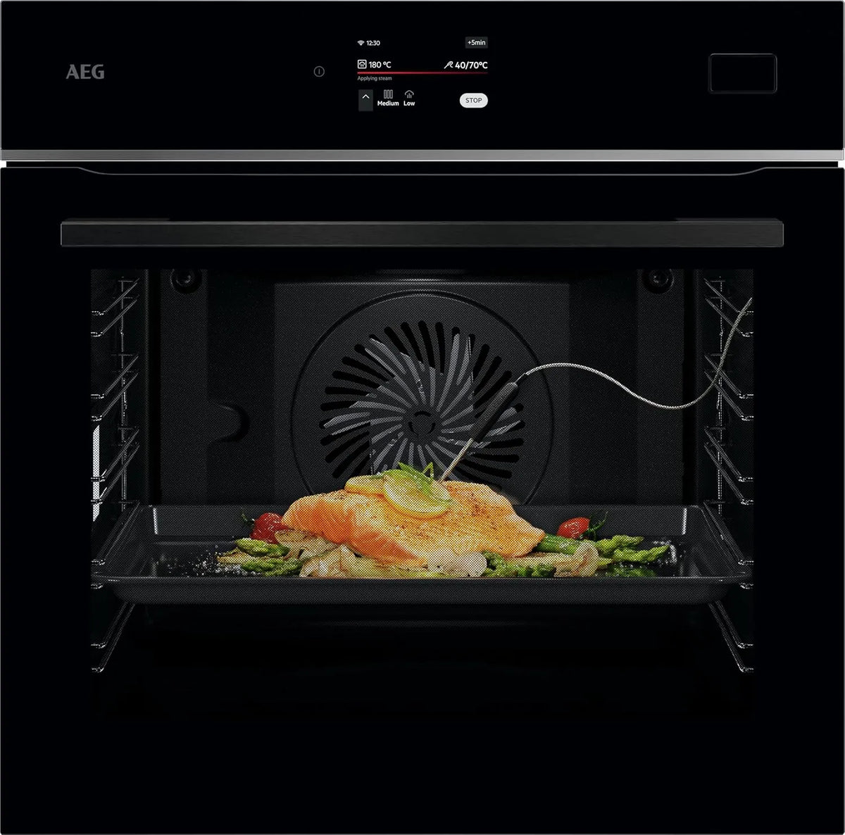 AEG TB8SB72WAB Four électrique, tactile, Wi-Fi, vapeur, 100% Vapeur, Recettes APP, Aide à la Cuisson, Fabriqué en Allemagne, Nettoyage à