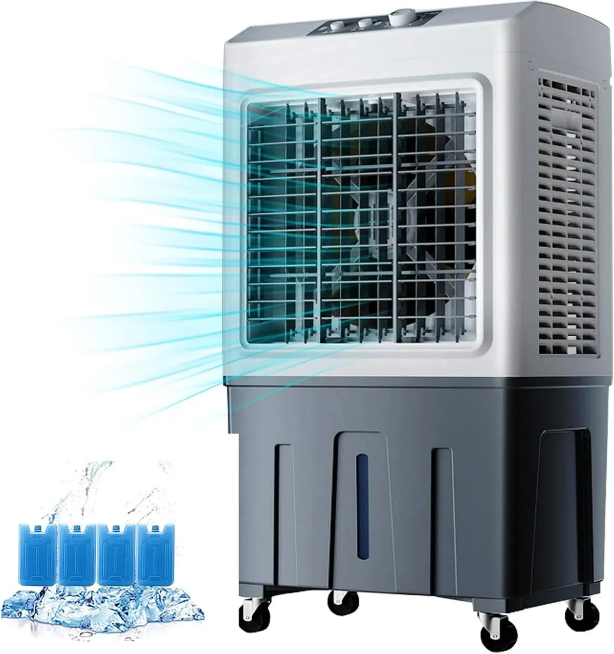 Climatiseur, 50 x 34 x 90 cm, 50 L, 200 W, grand réservoir, rafraîchit jusqu'à 50 m² pour la maison