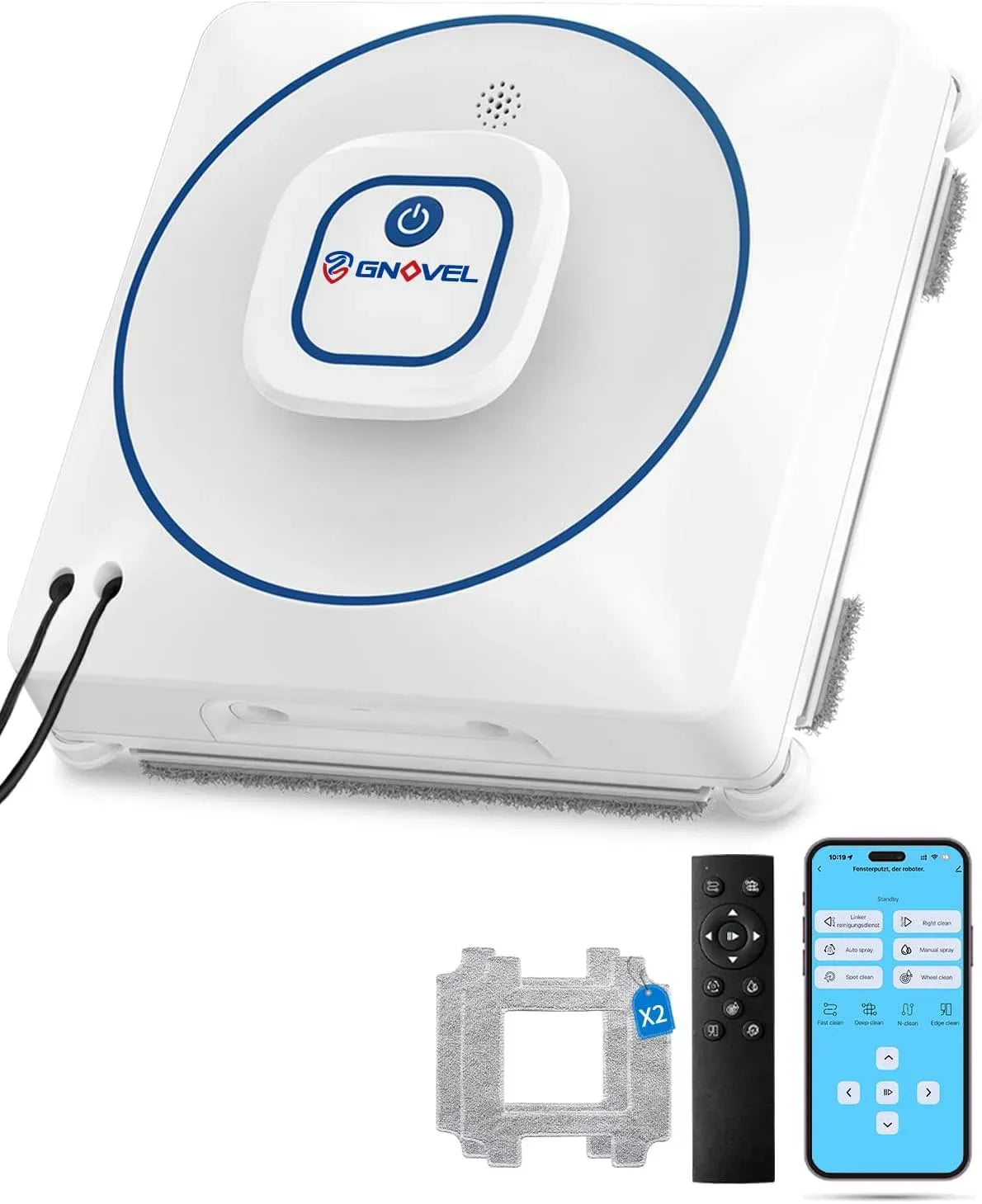 Robot, 4 modes, pour fenêtres, Robot de nettoyage de fenêtres avec puissance d'aspiration de 8000 Pa