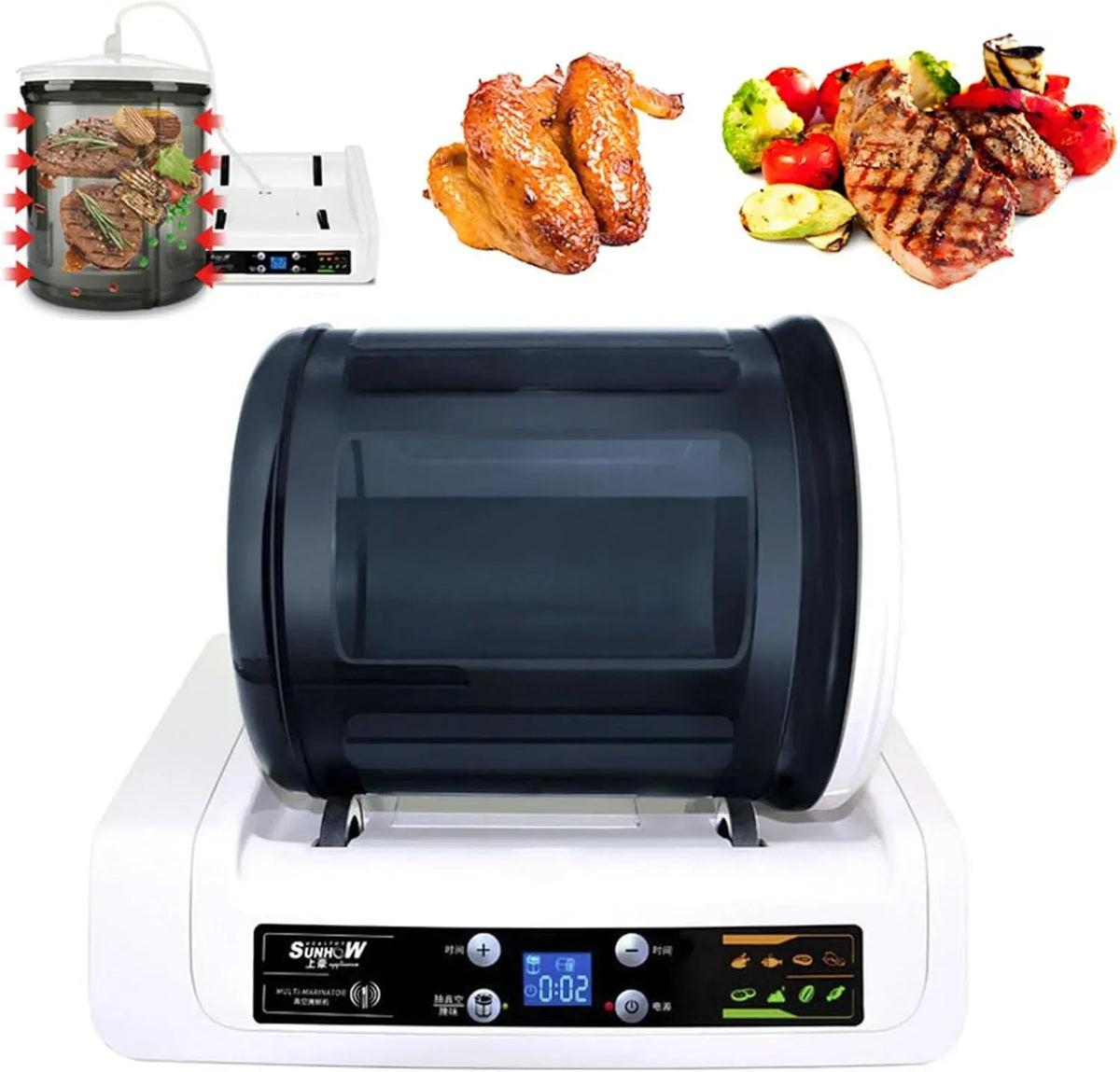 Machine à mariner, barbecue, 5 L, minuteur, restaurant, pour barbecue et restaurant 5 l