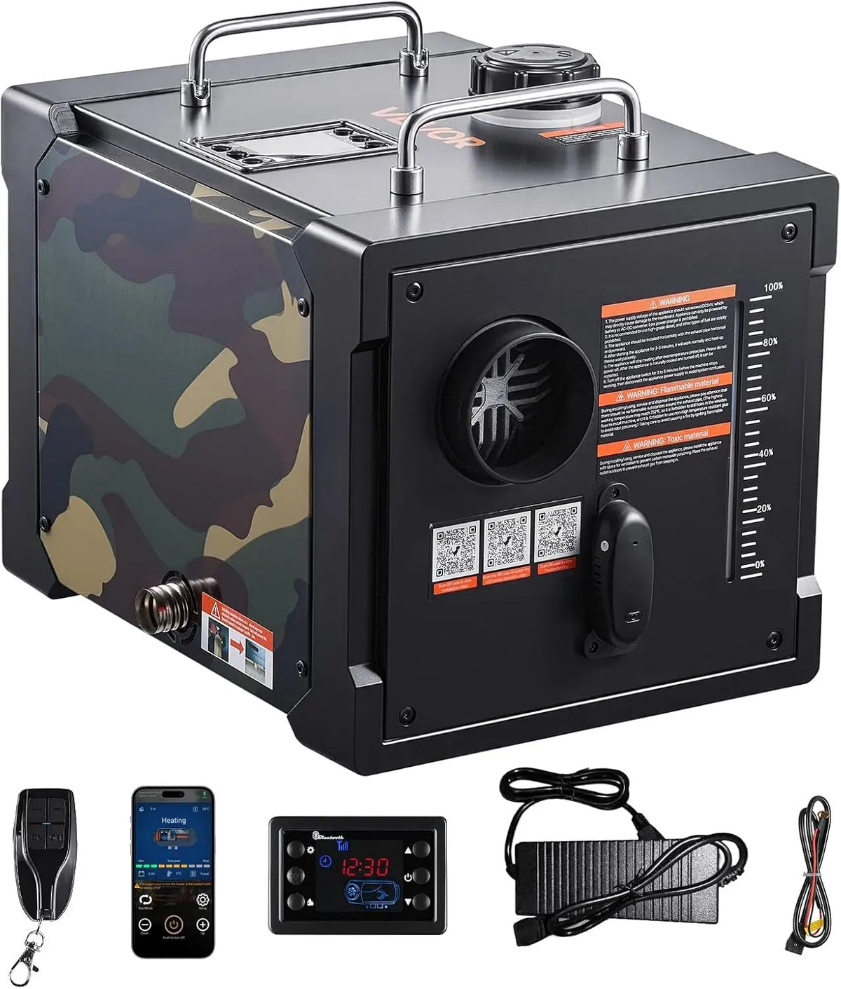VEVOR DC 12 V/24 Radiateur électrique, 7 L, portable, Bluetooth, application, grand réservoir, écran LCD, camping, pour Camion Camping-car