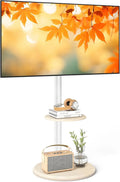 Meuble TV, 65 pouces, 400x400mm, roulettes de déplacement, blanc, hauteur inclinaison ajustables, étagère bois design chic, montage facile