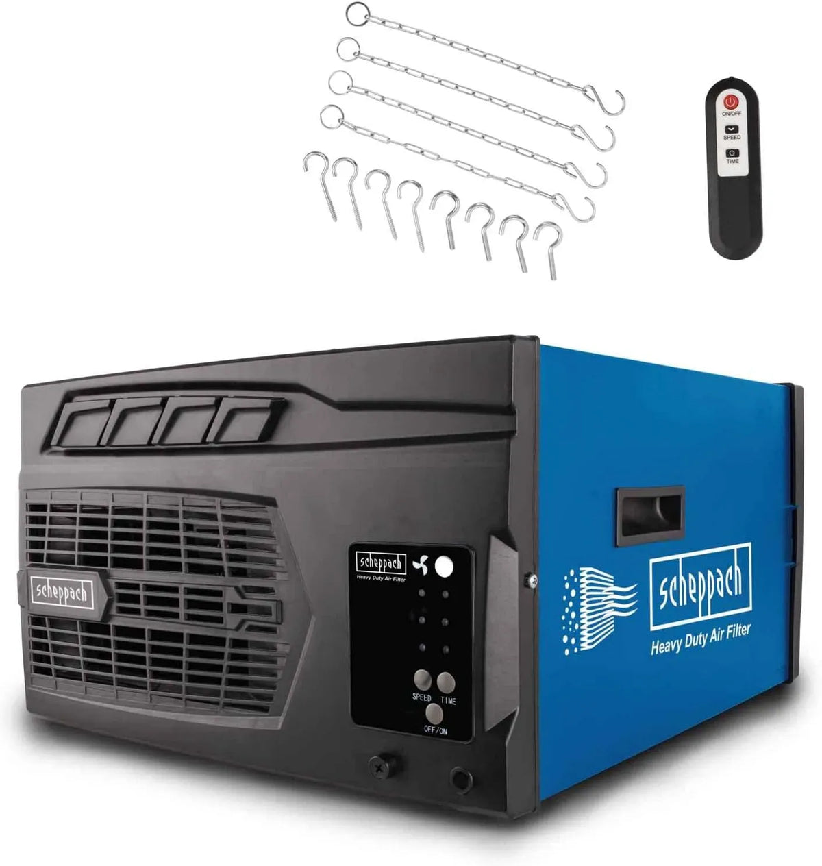 Scheppach HDA-14 Purificateur d'air, 740 m³/h, 3 niveaux, Pour atelier jusqu'à 400m², 3 Niveaux de Filtration jusqu'à 1 μm