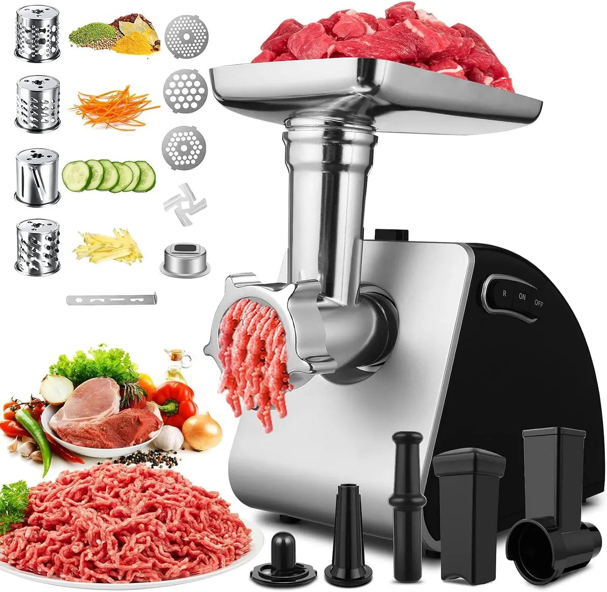 Machine, 2000 W, gril, professionnel, acier inoxydable, pour Faire Viande Hachée et Saucisses Maison