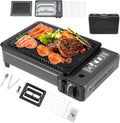 Plaque de cuisson à gaz, Barbecue 2en1, gril, camping, table de cuisson à gaz, réchaud double alim butane, GPL, 2kg Kit Mallette, plaque 3