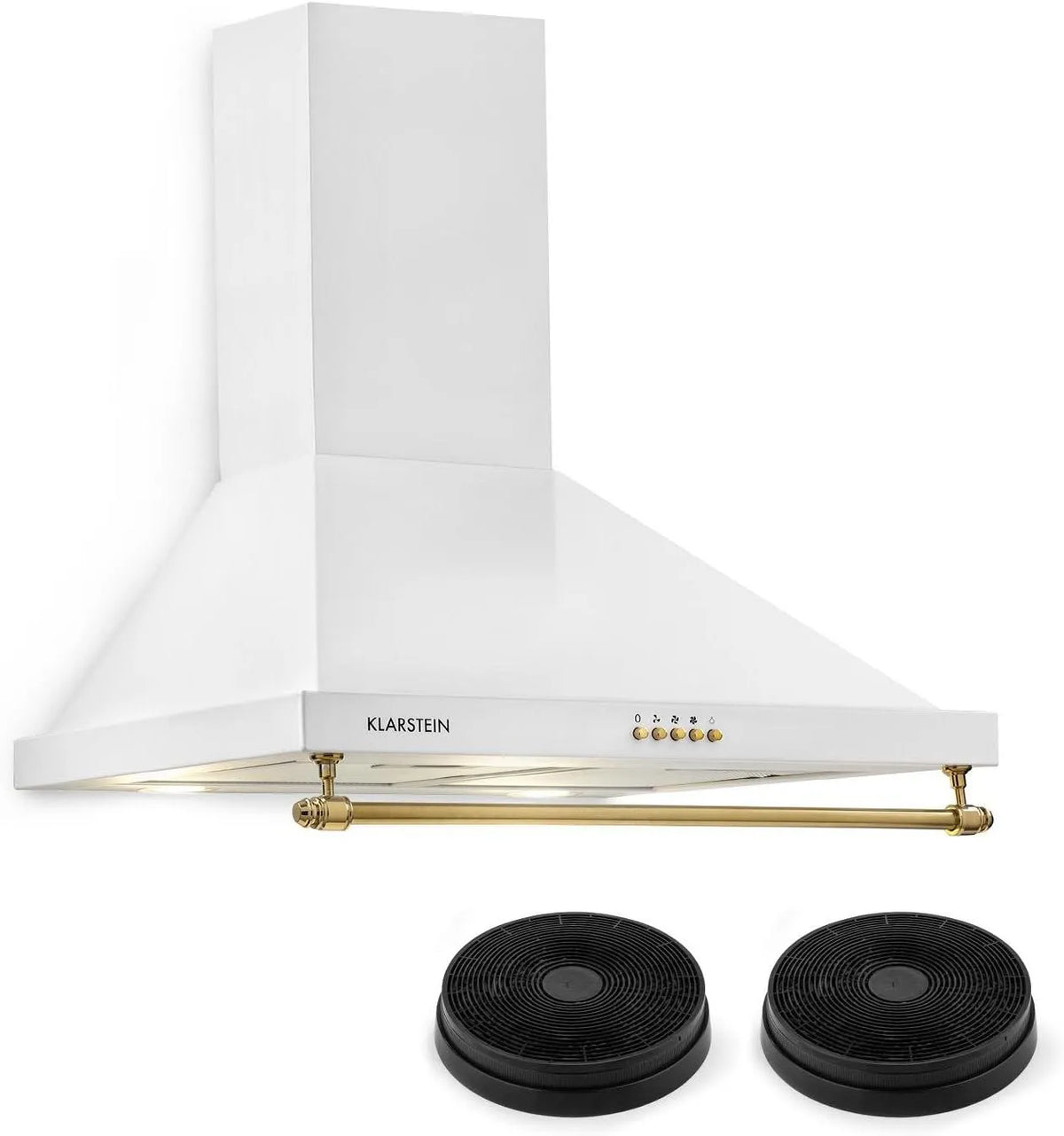 Klarstein max.610 m3/h Hotte aspirante, 60cm, 610 m3/h, hotte de cuisine, 3 niveaux, blanc, Taille: 60cm, Élégante, Filtres inclus