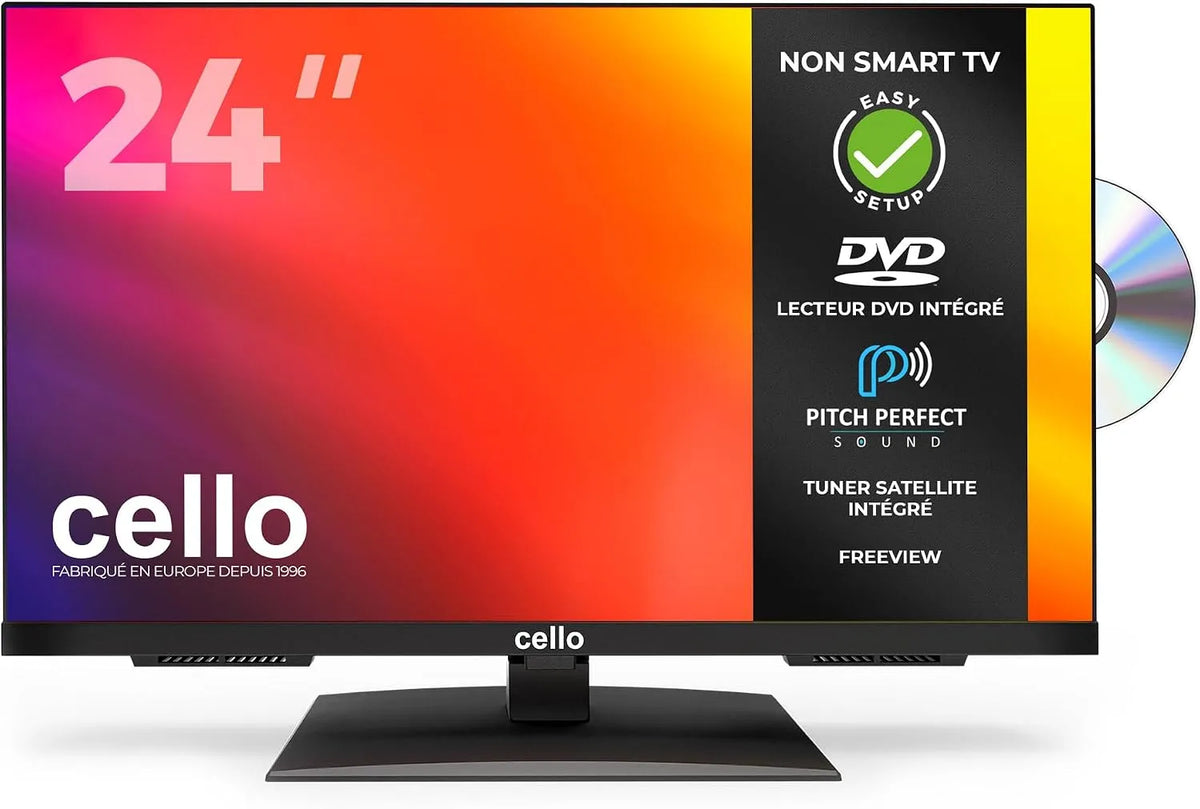 Smart TV, 24 pouces, téléviseur, Cello C2424F, triple tuner DVB-T2, S2, Son Parfait Idéal pour Les Petites pièces