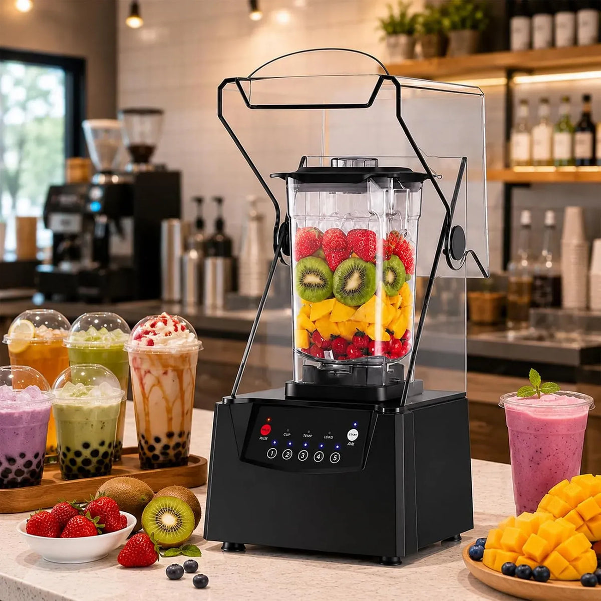 Blender, 2 L, 2200 W, 5 programmes, professionnel, silencieux, Obtenez un résultat homogène avec ce silencieux, Silencieux Commercial, Bol 2L