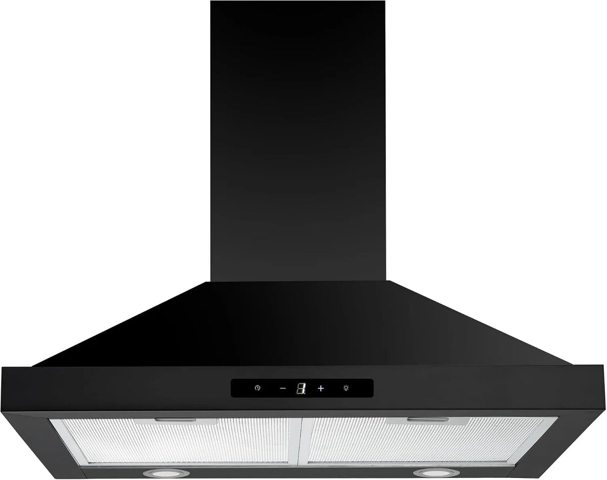 Hotte aspirante, 60 cm, hotte de cuisine, installation murale, tactile, 3 niveaux, noir, LED 2 x 1, 5 W, Hotte murale avec Touch Control, Recyclage ou