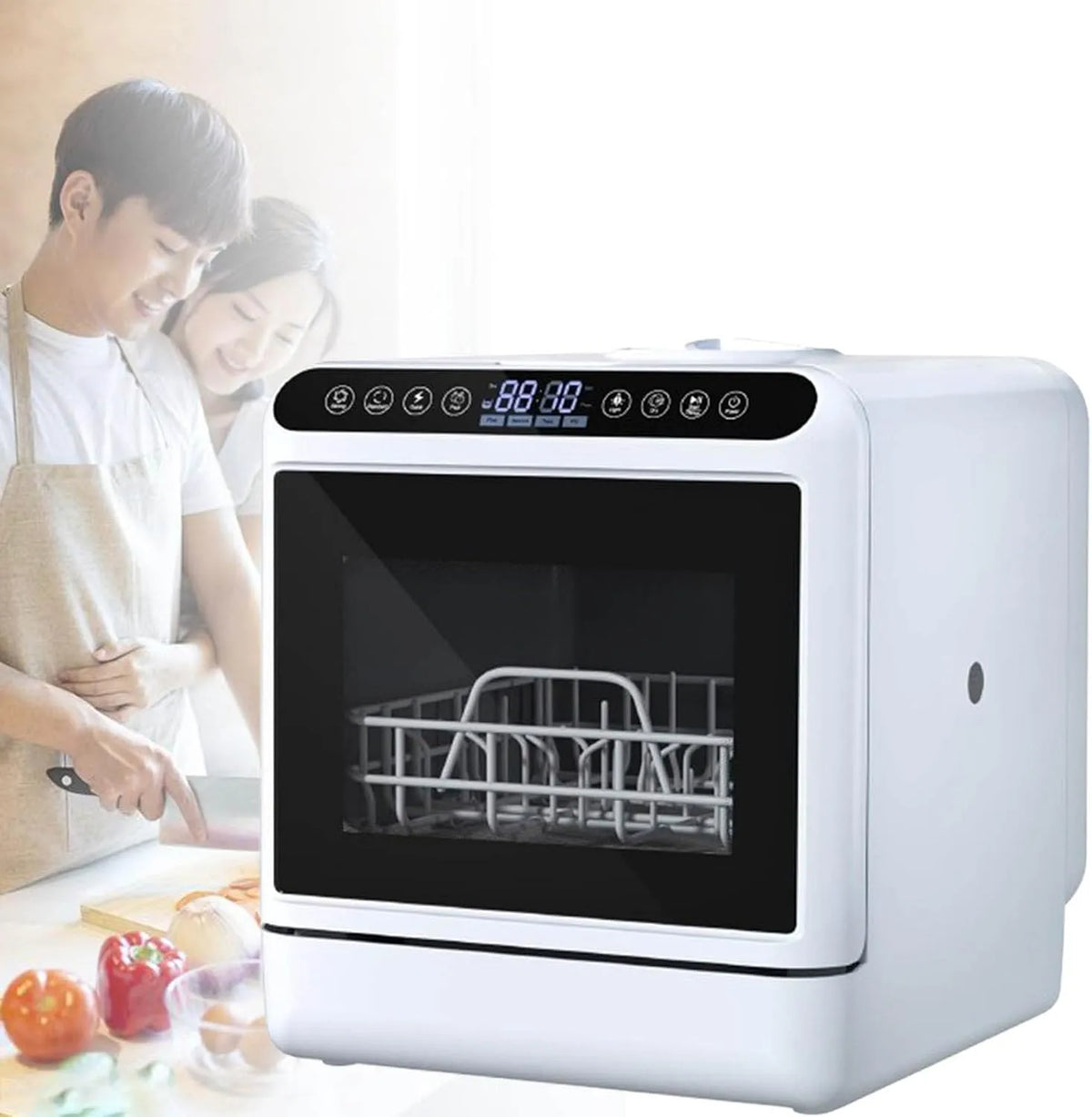 Lave-vaisselle, 6 programmes, portable, l'appartement et Le dortoir, Petit Appareil pour la Maison, séchage Automatique et Lavage des Fruits - Petit
