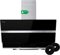 Hotte aspirante HERMES8005S, 80 cm, hotte de cuisine, inclinée, installation murale, tactile, acier inoxydable, noir, verre noir