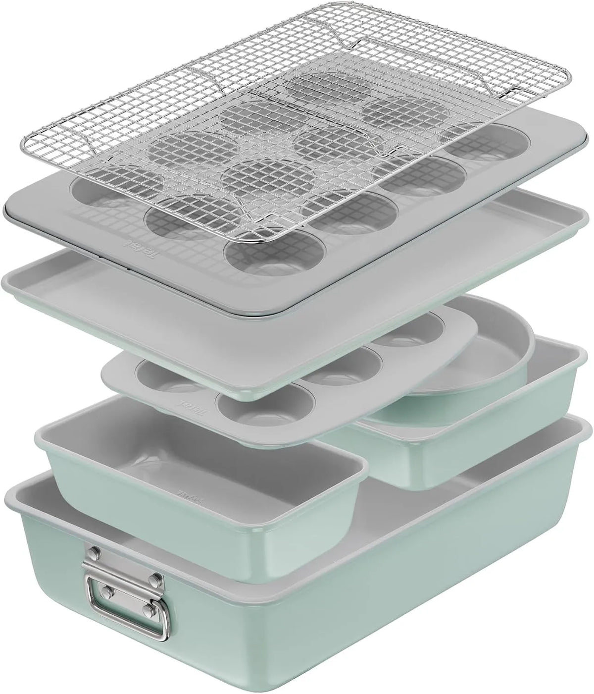 Tefal Set complet, Ceramik Set de 8 moules à pâtisserie empilables