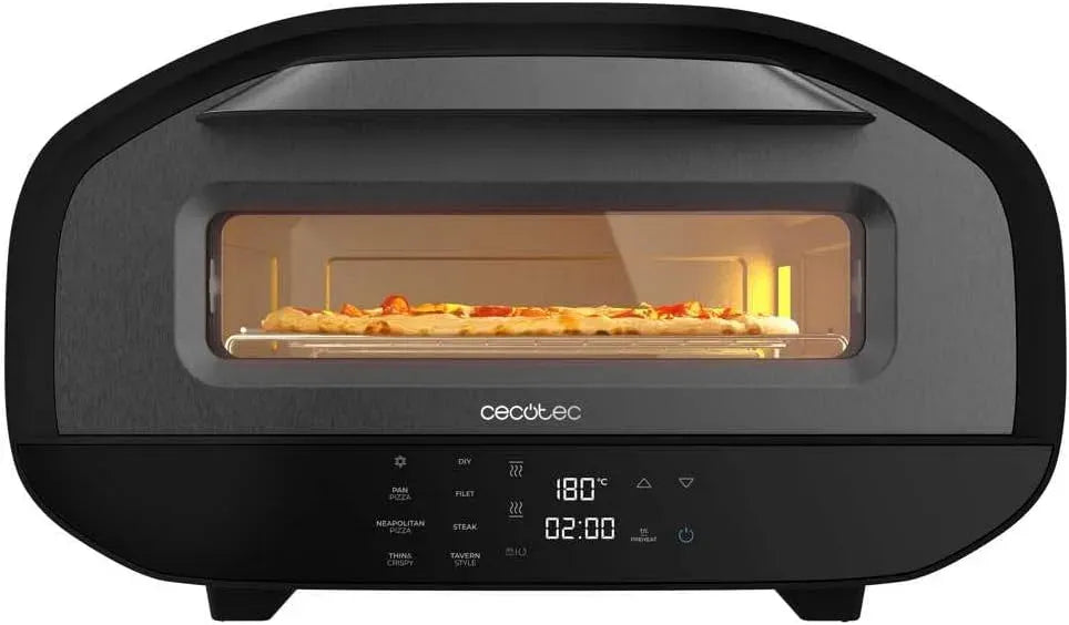 Cecotec Four électrique à pizza, 12 L, 1700 W, 8 programmes, 80 à 430 °C, minuteur, 2 zones de température, Acier revêtu, 8 Fonctions