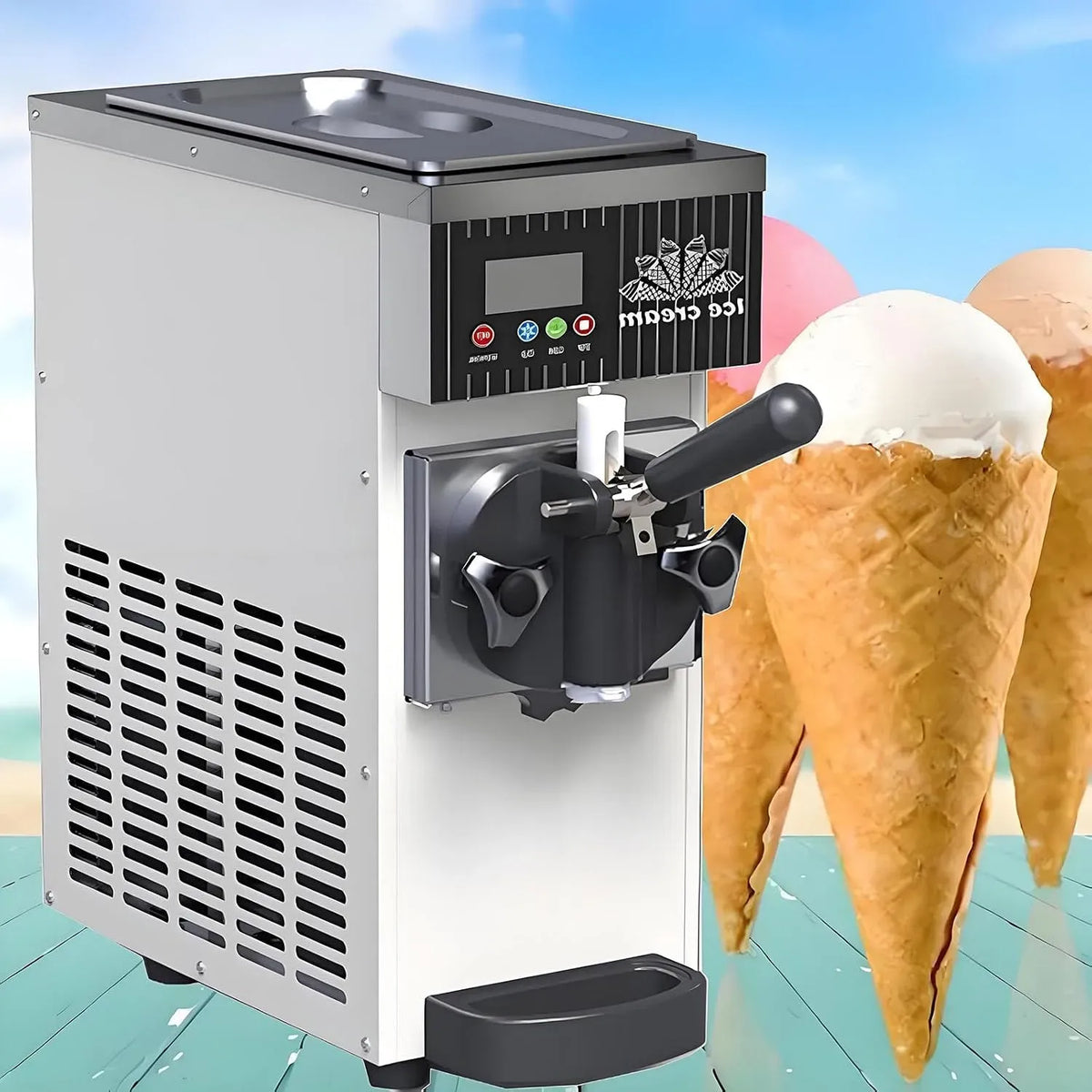 Haute Productivité, Sorbetière Commerciale à Commande Unique, pour Autonettoyante, 450 W, Sorbetière Professionnelle Mono-Parfum