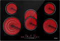 Plaque vitrocéramique, 77cm, 5 foyers, 8600 W, encastrable, minuteur, IsEasy Plaque de Cuisson Vitroéramique 5 Feux, 9 Niveaux de Puissance