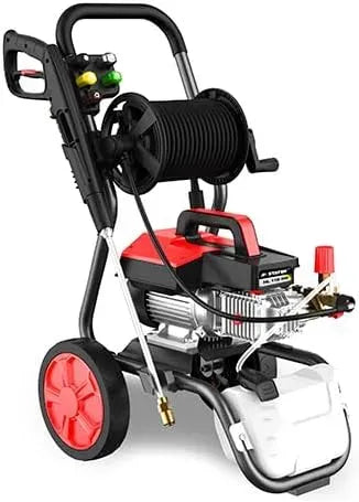 Nettoyeur haute pression, 2400 W, industriel, grand réservoir, Pompe 3 Pistons en Ligne tête Laiton, Flexible 8m renforcé Acier, 10 L/Min
