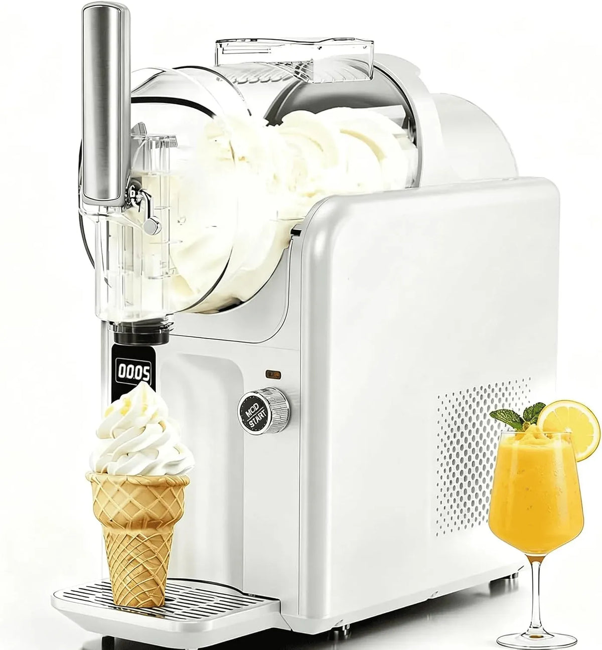 Machine à granit, 2 L, surface texturée, silencieux, congélation rapide, 5 Modes, blanc, bois, pour la Maison 2L