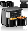 Friteuse à air chaud, 9 L, 2600 W, VERTENZ, revêtement antiadhésif, noir, Panier de Friture Antiadhésif, 200°C