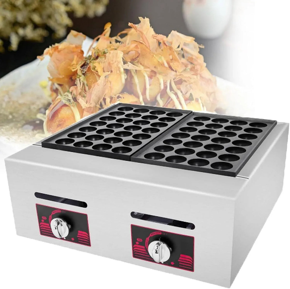 Poêle grill, revêtement antiadhésif, professionnel, Grill Professionnel 56 pièces avec moules antiadhésifs, Appareil à takoyaki à gaz