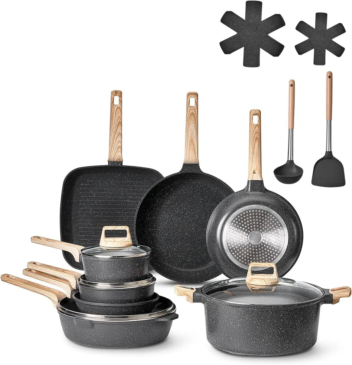 VEVOR Ustensile de cuisson, gril, noir, 19 pcs, passe au gril